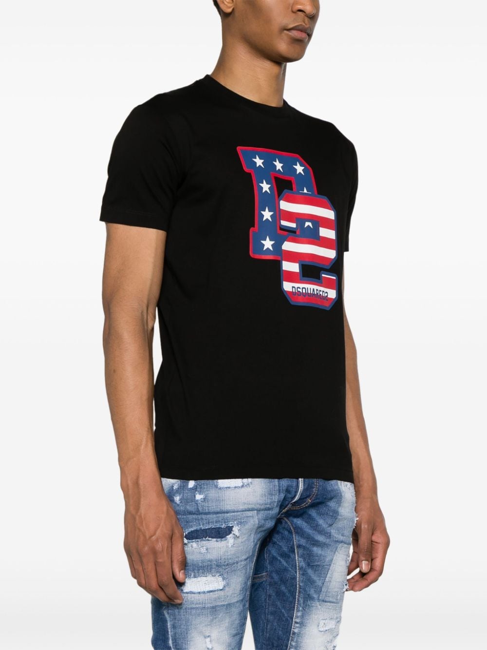 Shop Dsquared2 Logo-print Cotton T-shirt In Black