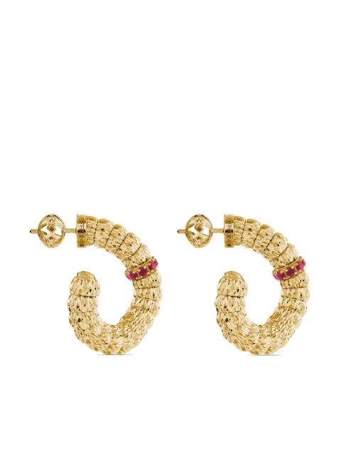 Officina Bernardi 18kt yellow gold Enigma ruby hoop earrings