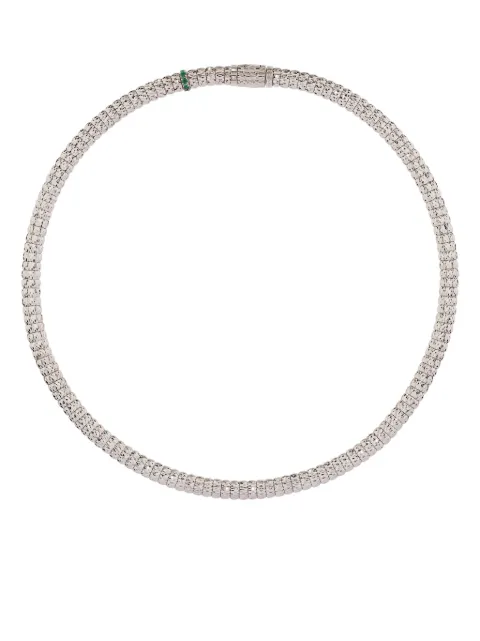 Officina Bernardi 18kt white gold Enigma emerald and diamond necklace