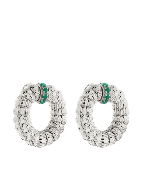 Officina Bernardi 18kt white gold Enigma emerald hoop earrings