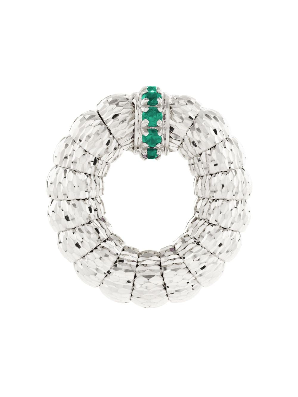 Shop Officina Bernardi 18kt White Gold Enigma Emerald Hoop Earrings In Silver