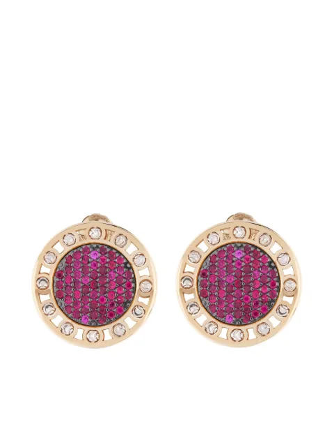 Officina Bernardi 18kt yellow gold large SenzaTempo ruby and diamond earrings 