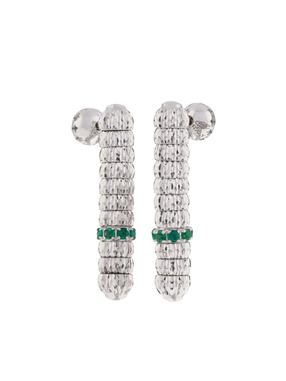 Officina Bernardi 18kt White Gold Enigma Emerald Drop Earrings In Silver