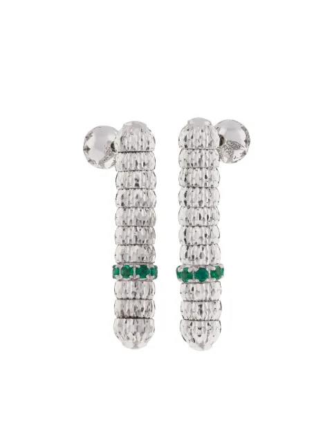 Officina Bernardi 18kt white gold Enigma emerald drop earrings