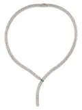 Officina Bernardi 18kt white gold Enigma Y emerald and diamond necklace - Silver