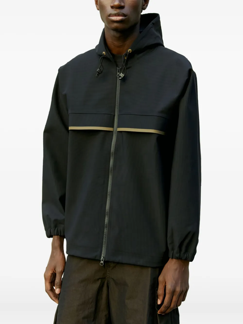 GR10K hooded panelled jacket Zwart