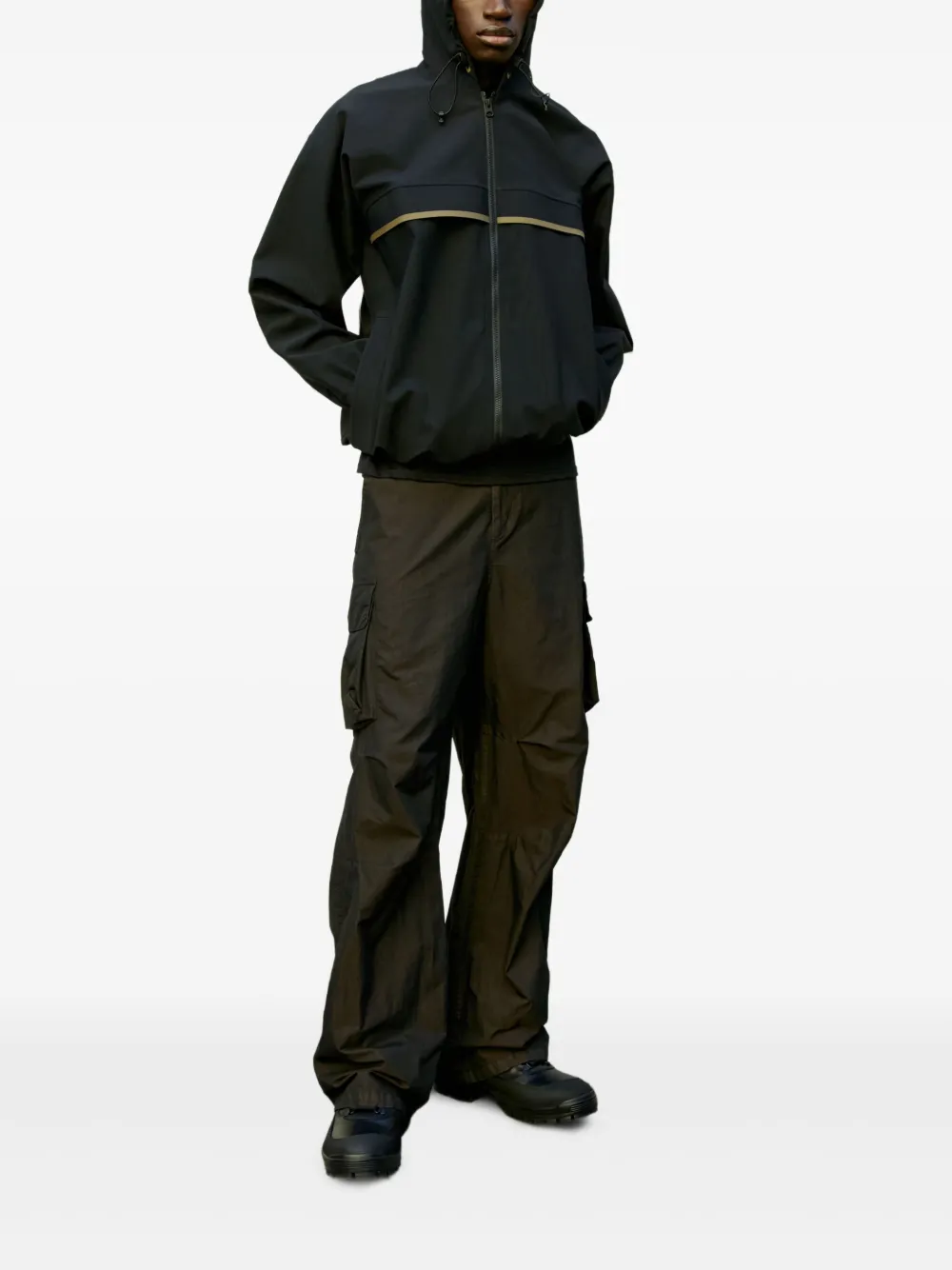 GR10K hooded panelled jacket Zwart