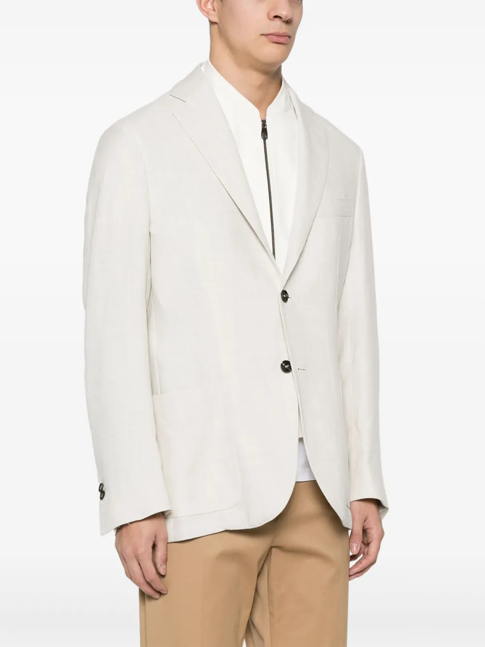 Shop Corneliani Single-breasted Layered Blazer In Neutrals