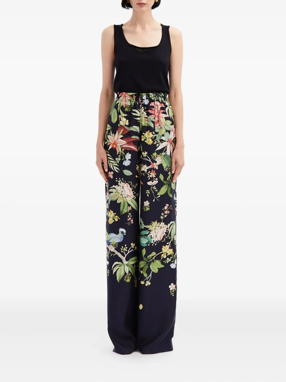 Oscar de la Renta floral-print trousers - Blauw