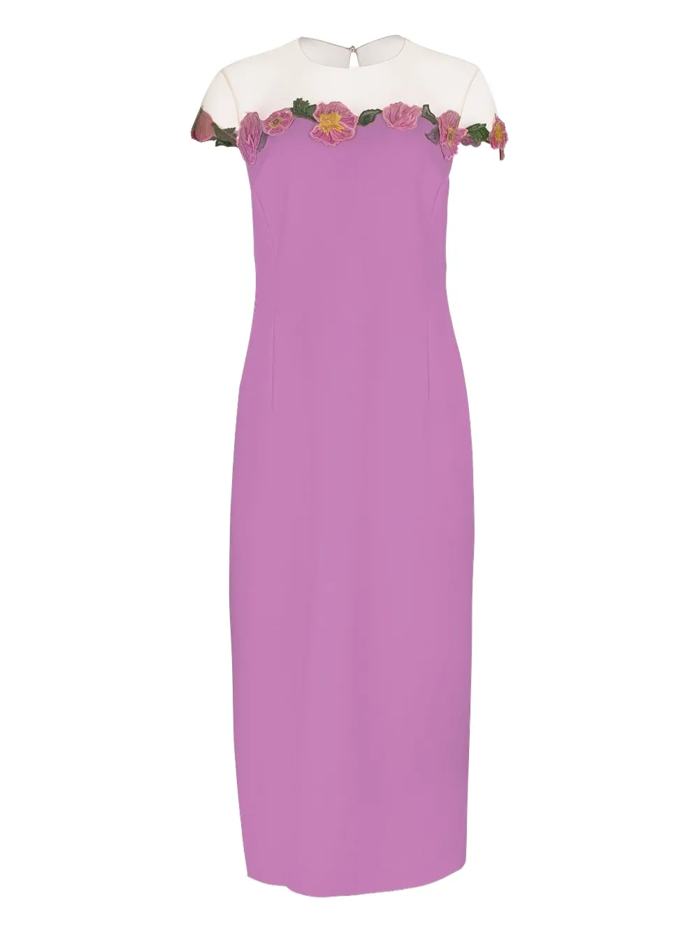 Oscar de la Renta floral-embellished sheath midi dress | Purple | Image 1