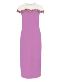 Oscar de la Renta floral-embellished sheath midi dress - Purple