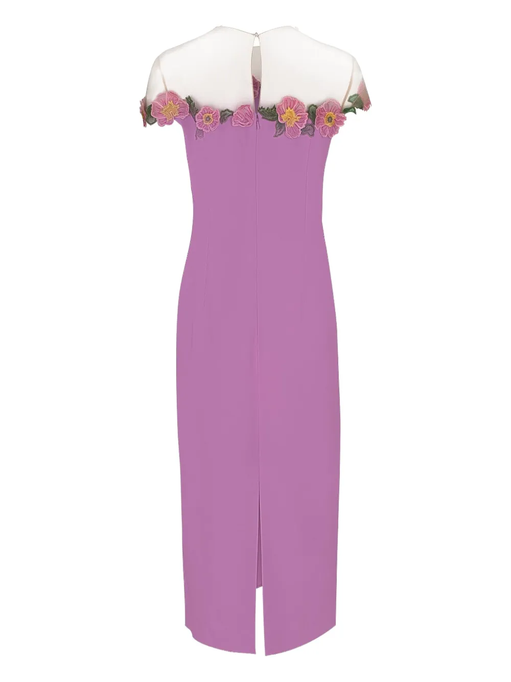 Oscar de la Renta floral-embellished sheath midi dress - Paars