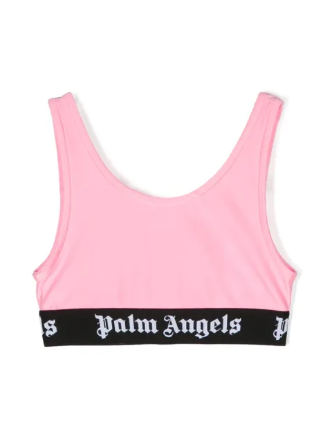 Palm Angels Kids logo-waistband satin bikini top