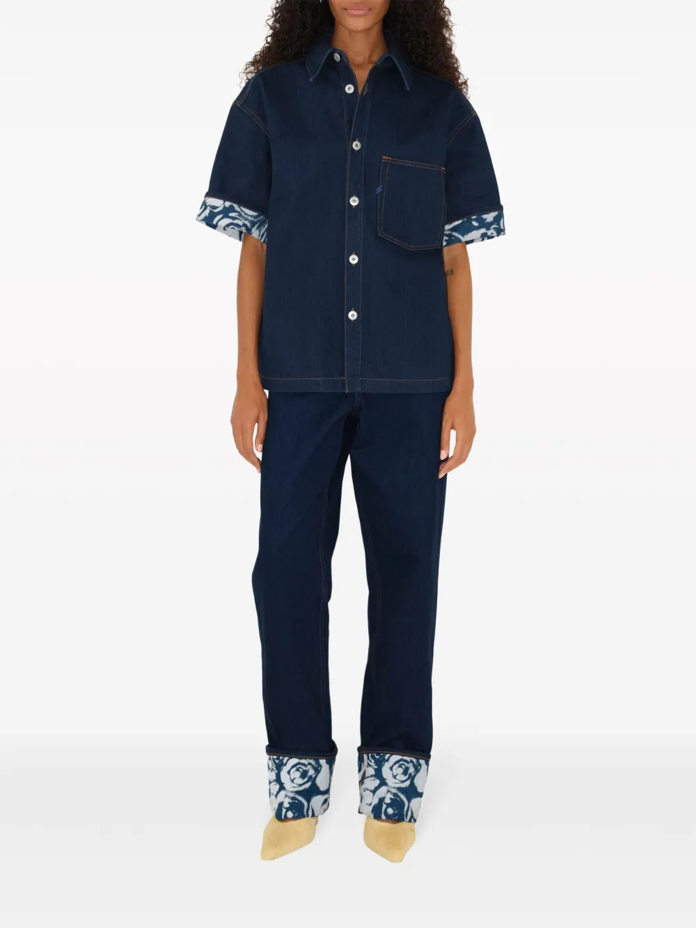 Burberry Jeans met roosprint - Blauw