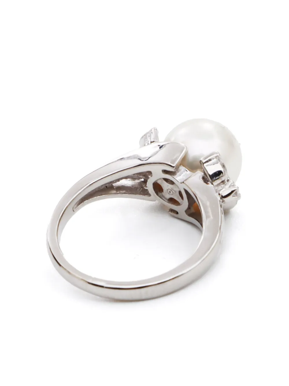 Pre-Owned Platinum Pearl And Diamond Ring