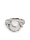 Mikimoto pre-owned platinum pearl and diamond ring - White