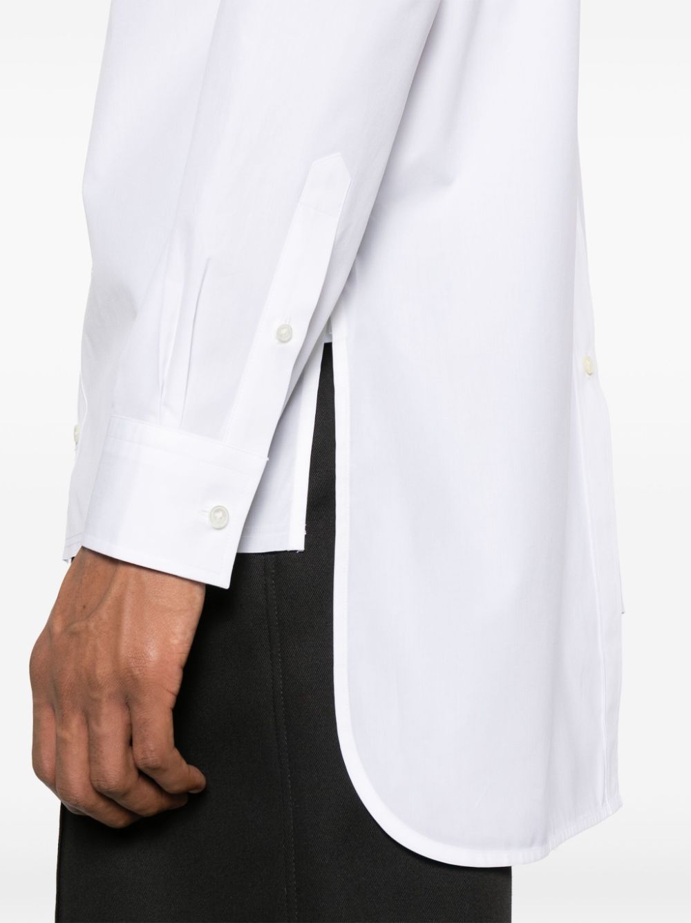 Shop Lanvin Logo-print Asymmetric Shirt In 白色