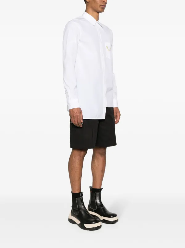 Lanvin logo-print Asymmetric Shirt | White | FARFETCH