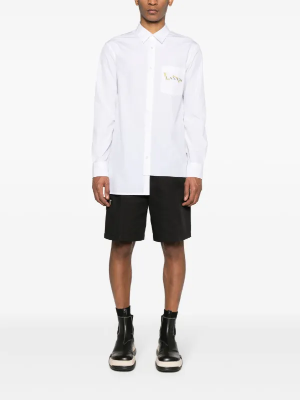 Tシャツ・カットソー LANVIN CNY LONG SLEEVE ASYMMETRIC SHIRT Lanvin logo-print Asymmetric Shirt | White | FARFETCH