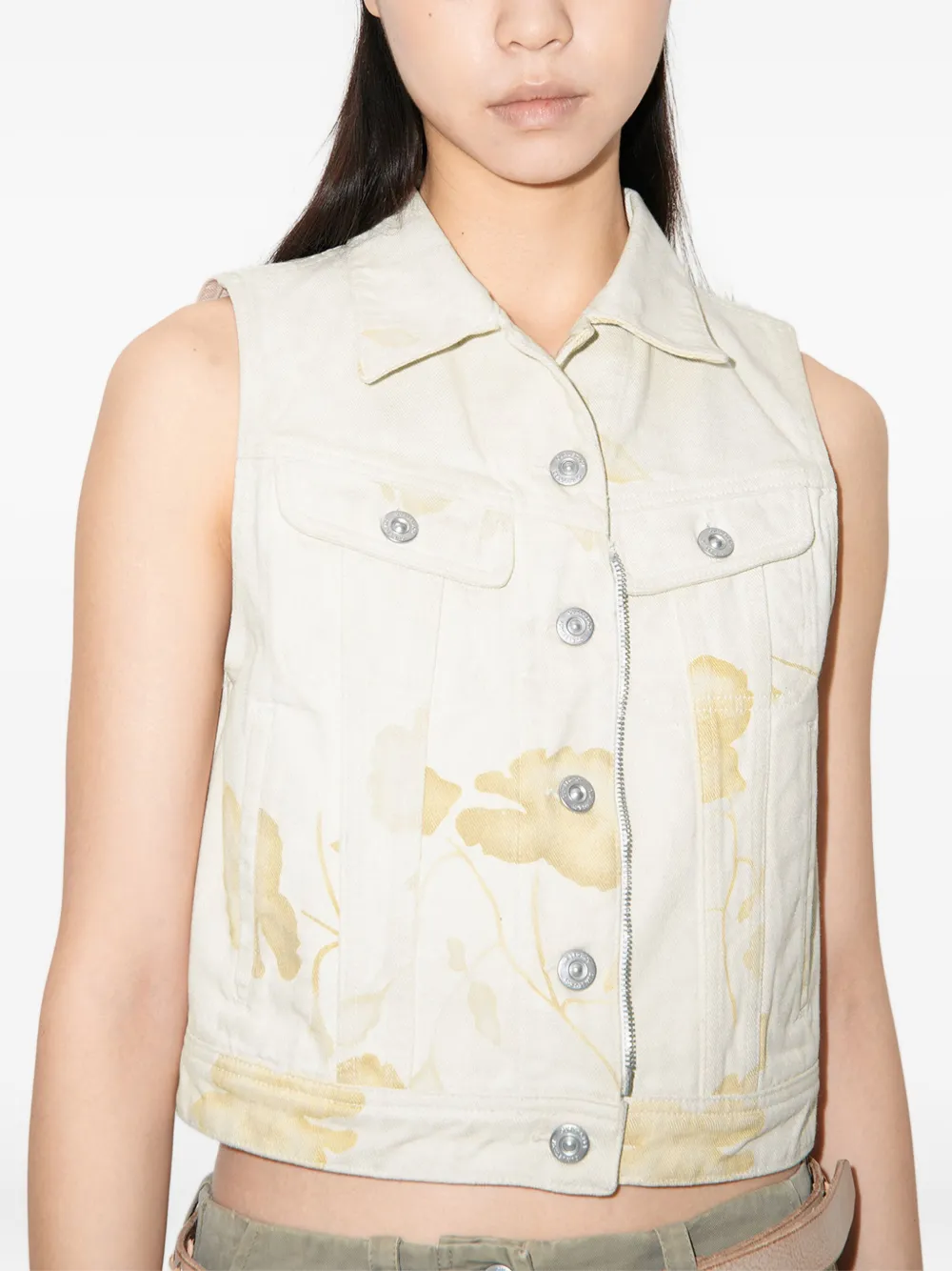 OUR LEGACY Zip-up Denim Vest in Neutrals, view 4