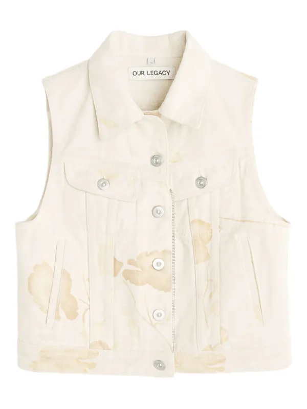 OUR LEGACY Zip-up Denim Vest in Neutrals