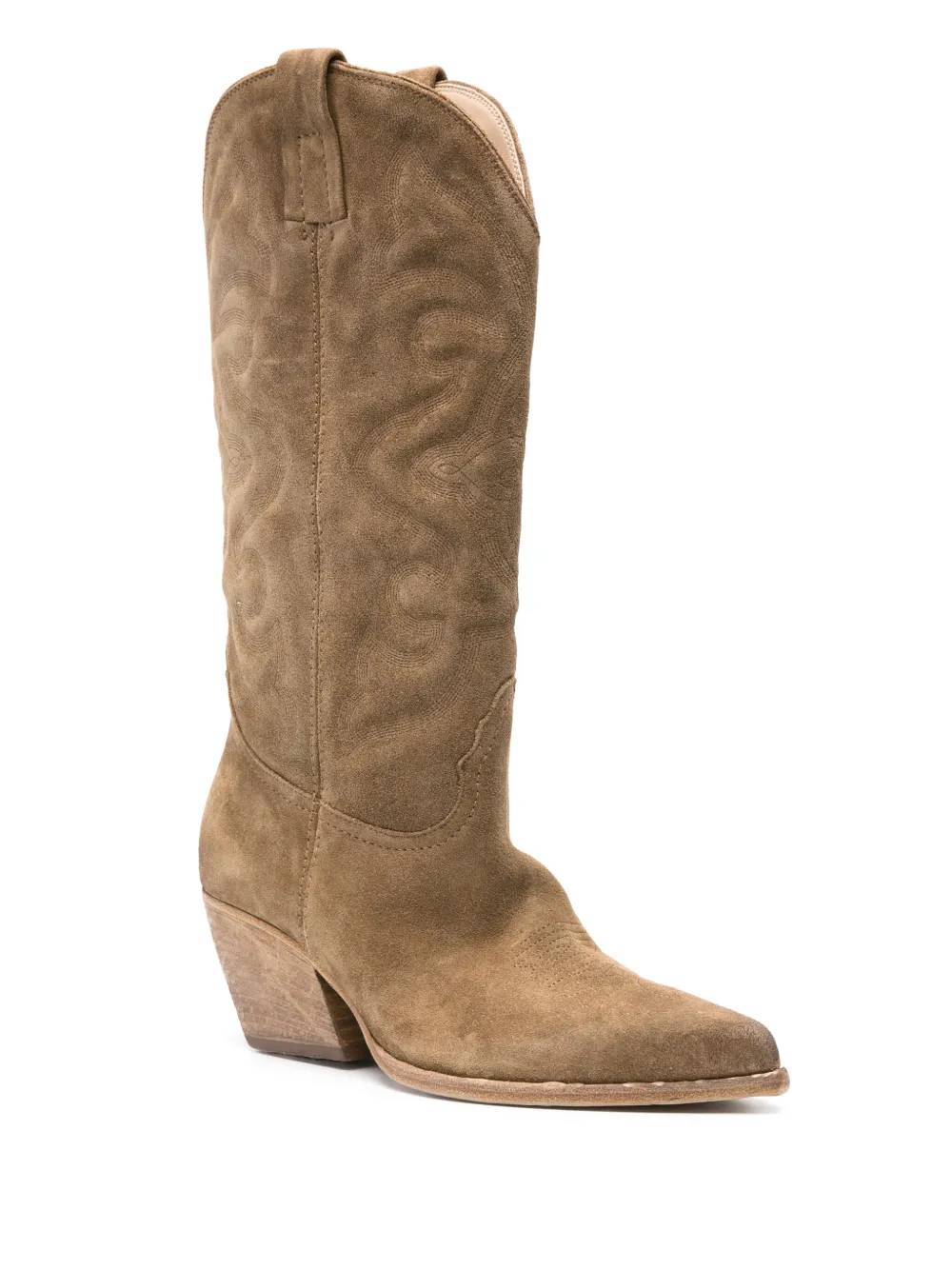 Elena Iachi 60mm suède knielaarzen met borduurwerk Bruin