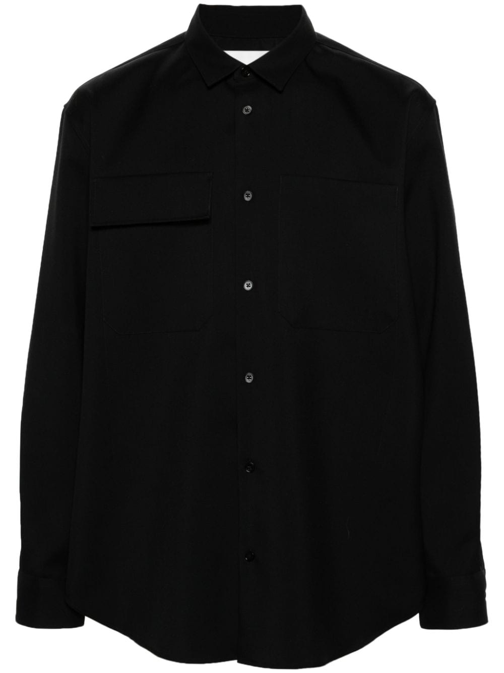 Jil Sander Gabardine Virgin Wool Shirt In Black