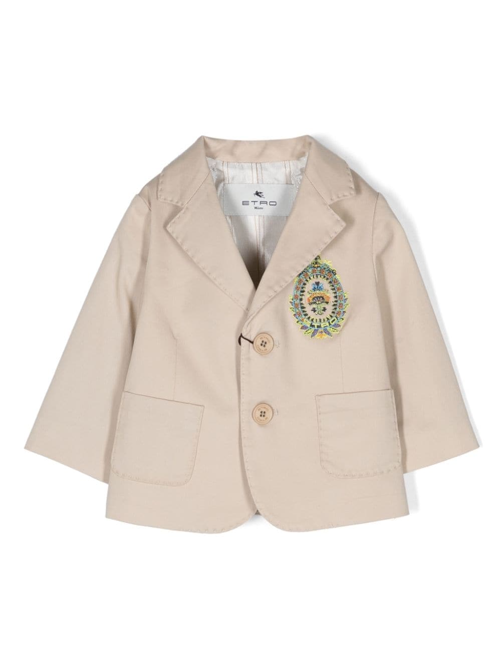 Etro Babies' Paisley-embroidered Single-breasted Blazer In Neutrals