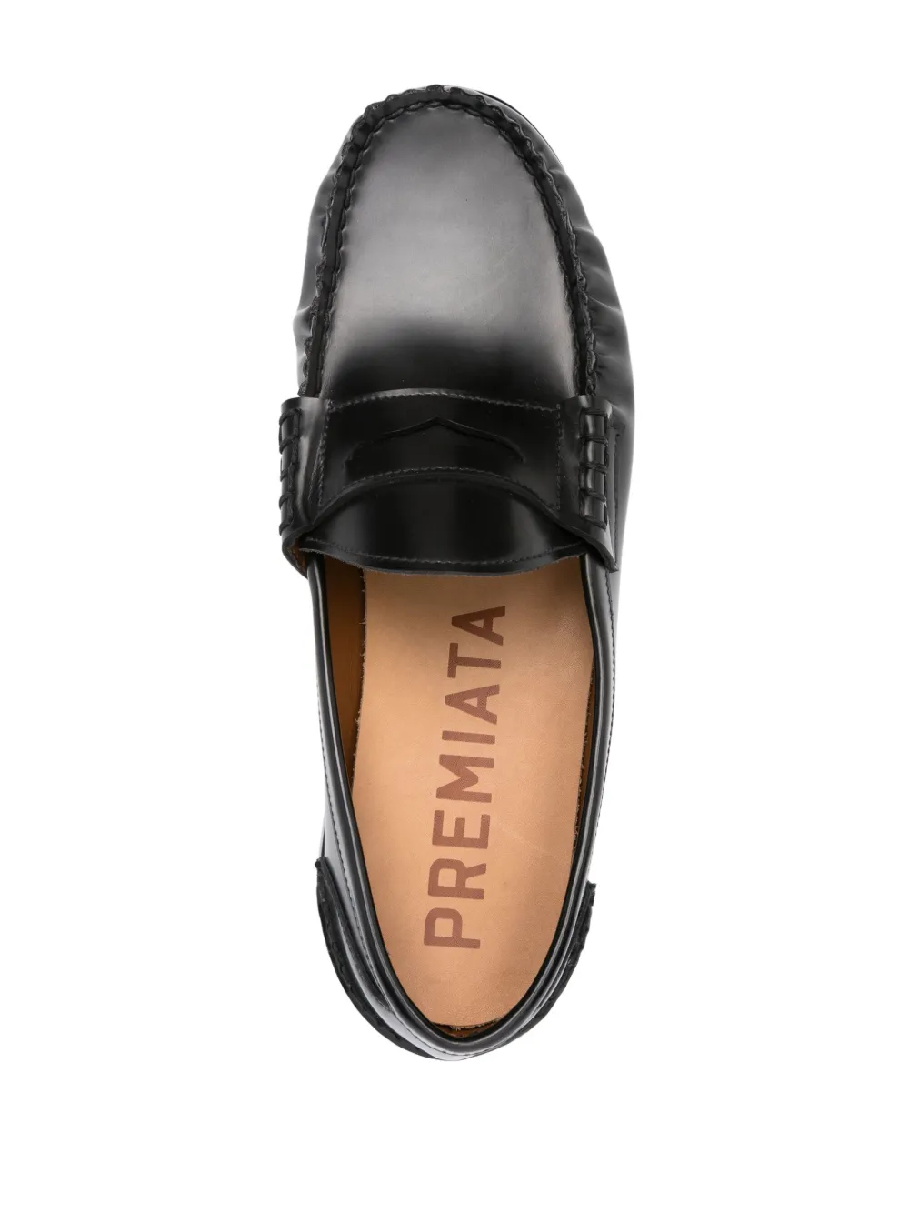 Shop Premiata Penny-slot Leather Loafers In Black