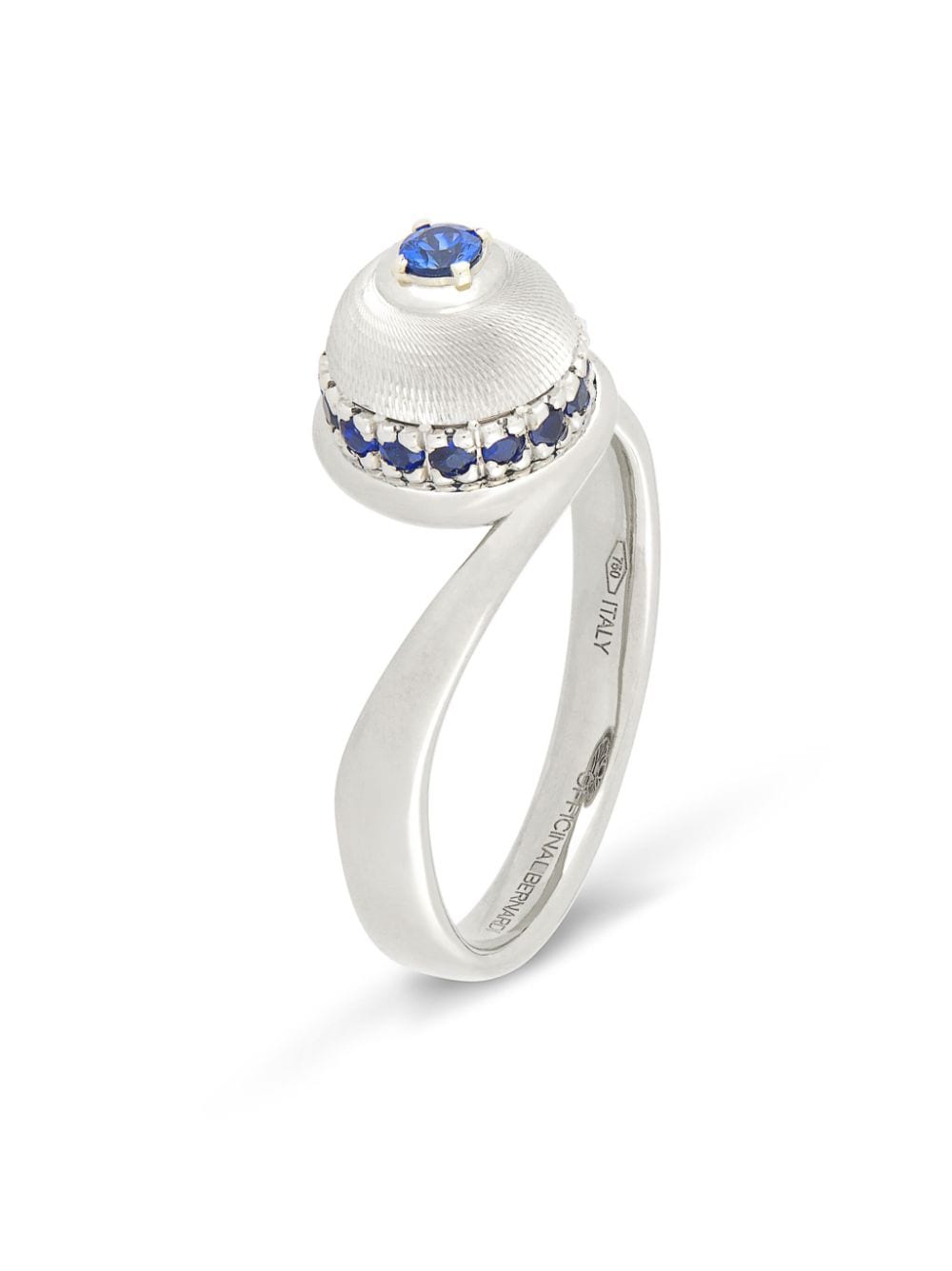 Officina Bernardi 18kt White Gold Empire Sapphire Ring In Silver