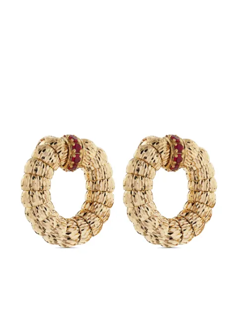 Officina Bernardi 18kt yellow gold Enigma ruby hoop earrings