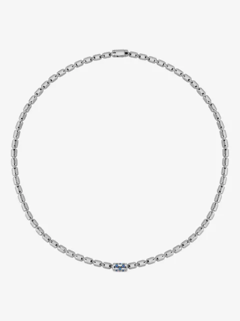 Officina Bernardi collar Lumen en oro blanco de 18kt con diamante y zafiro