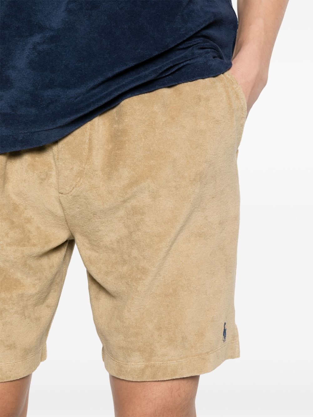 Shop Polo Ralph Lauren Polo Pony Track Shorts In Neutrals
