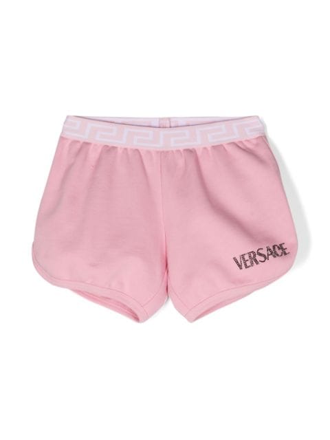 Versace Kids Katoenen shorts met logo van stras