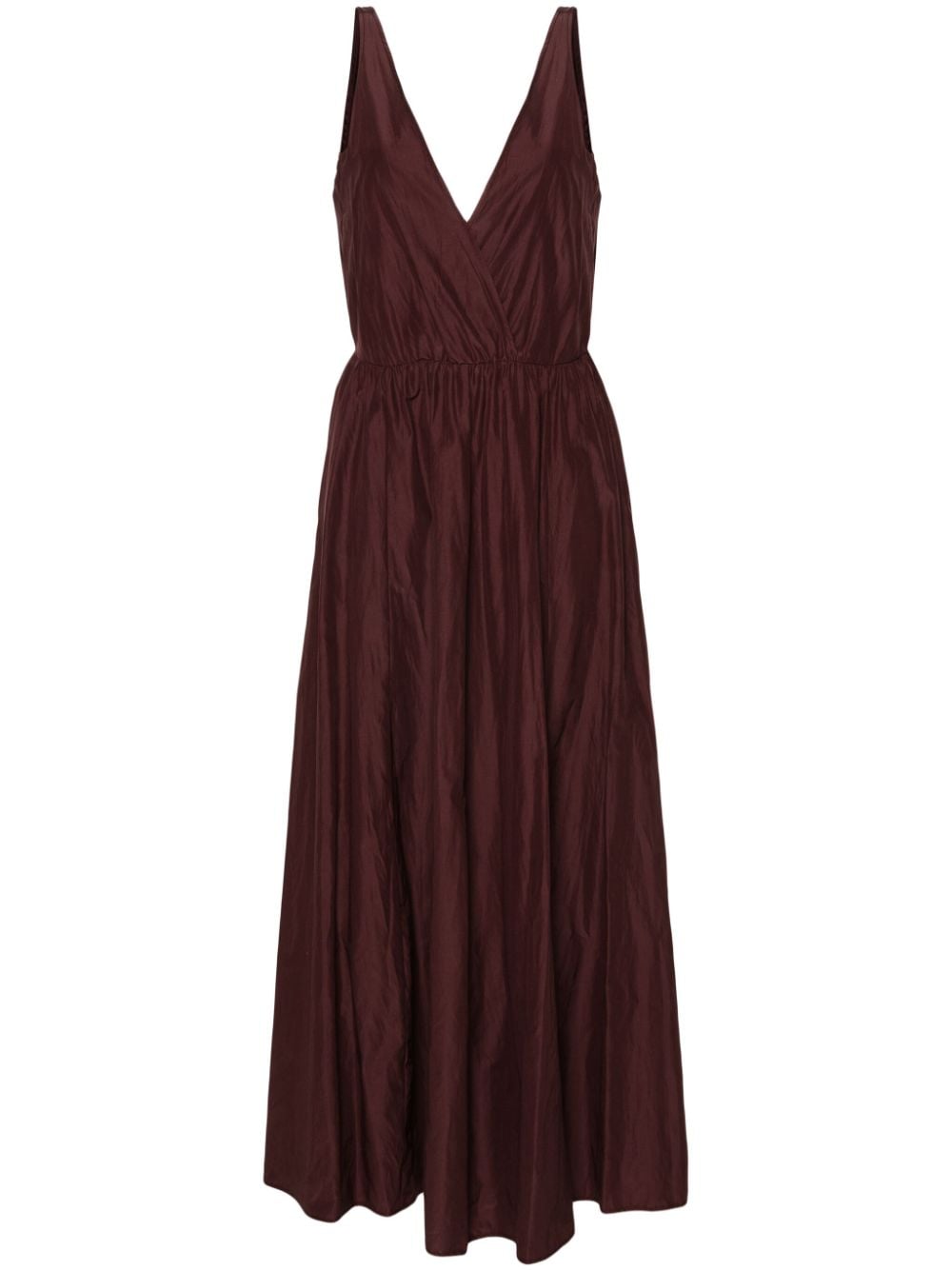 Forte Forte V-neck Taffeta Dress In Brown