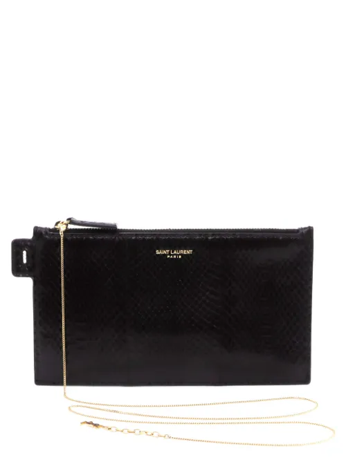 Pochette en cuir à effet peau de serpent - Saint Laurent Pre-Owned - Modalova