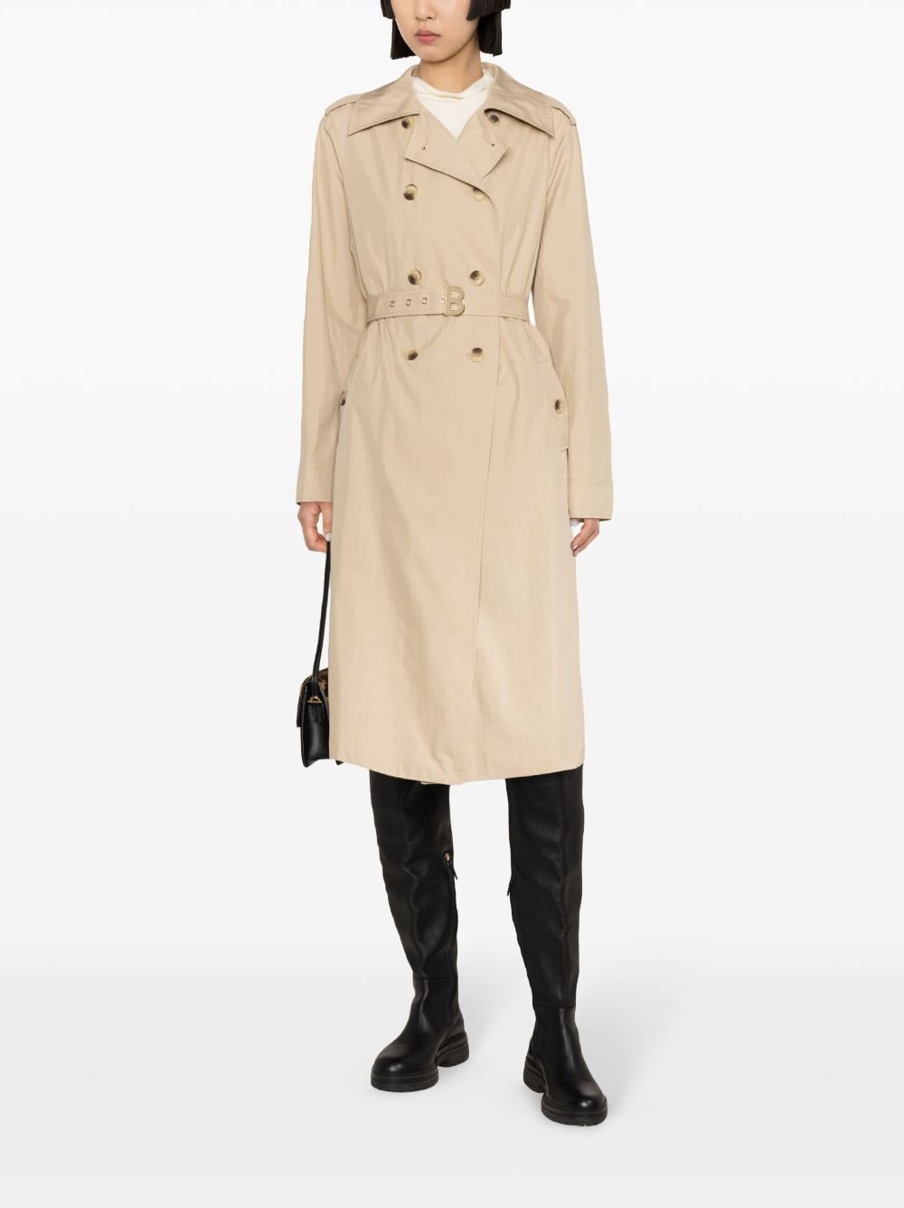 Shop Blugirl Belted Double-breasted Trench Coat In Neutrals