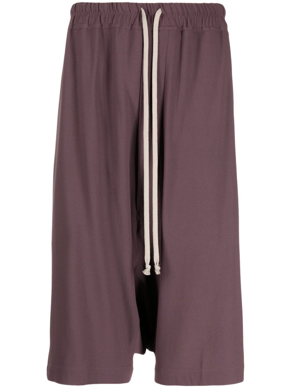 Rick Owens Luxor Drawstring Drop-crotch Shorts In Purple