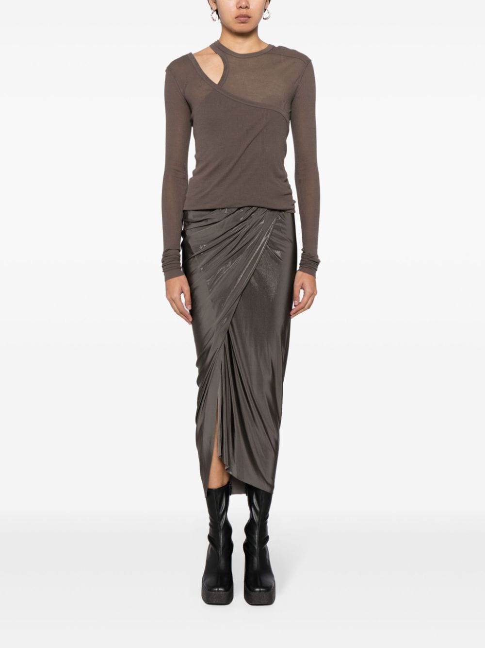 Shop Rick Owens High-waisted Draped Skirt In Grau