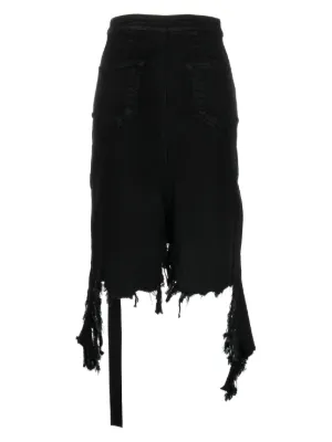 関送込【RICK OWENS】DRKSHDW デニムスカート ブラック 関税込! RICK OWENS DRKSHDW フリンジ デニムスカート (RICK