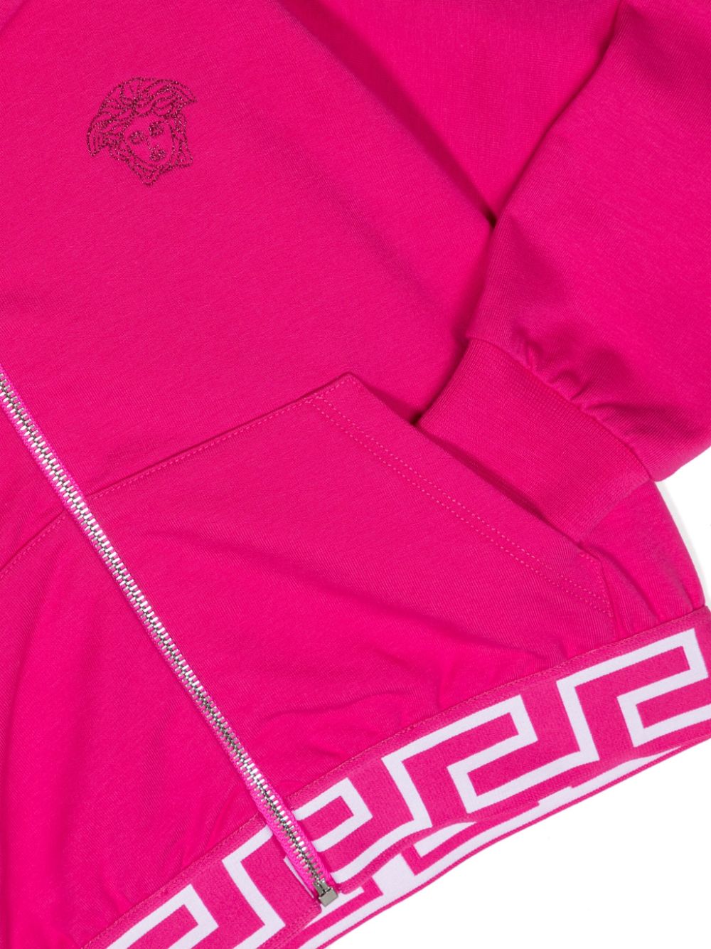 Shop Versace Medusa Head-embroidered Zip-up Hoodie In Pink