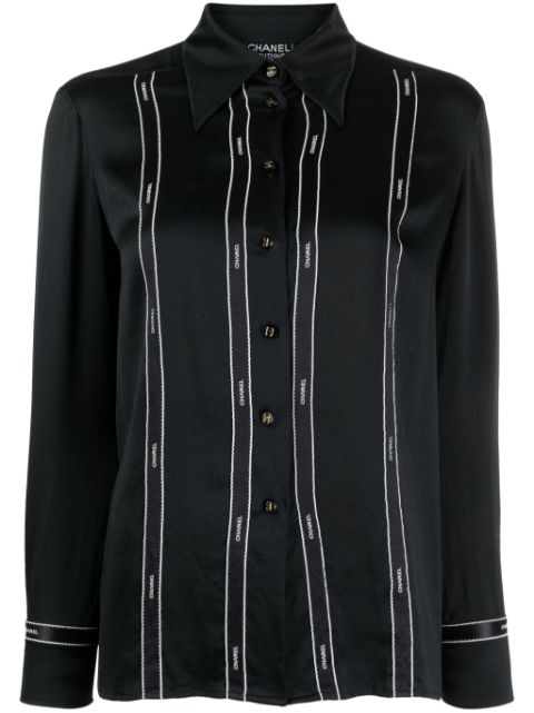 CHANEL 1994 logo-buttons silk shirt Women