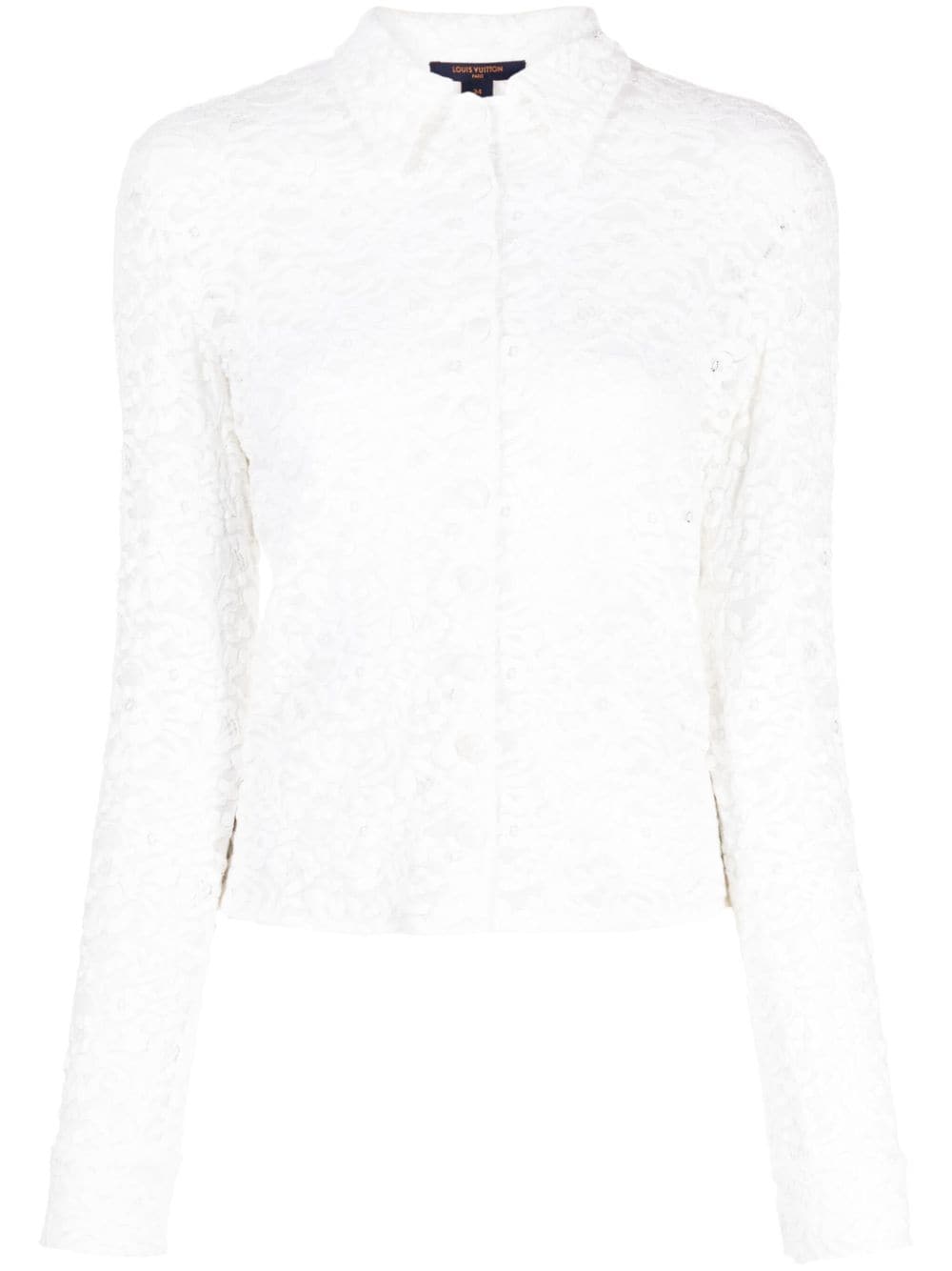 Pre-owned Louis Vuitton 2000s  Long-sleeve Lace Shirt In White