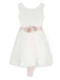 AMAYA floral-appliqué party dress - White