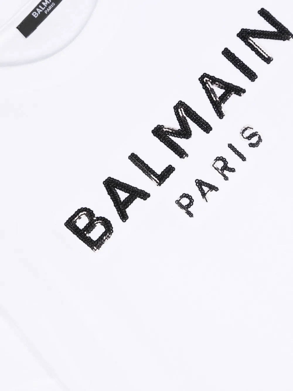 Shop Balmain Sequin-logo T-shirt In White