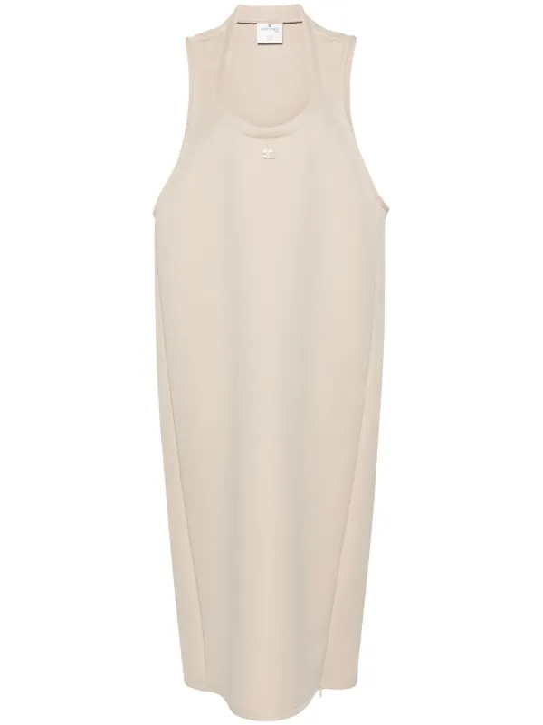 Courrèges Logo-patch Midi Dress in Neutrals