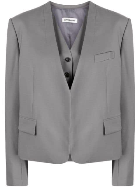Low Classic V-neck wool vest and blazer set