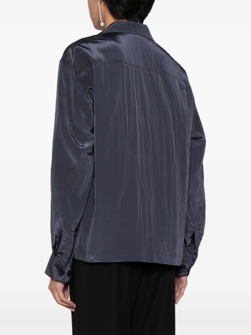 Shop Low Classic Camp-collar Crinkled Shirt In Blau