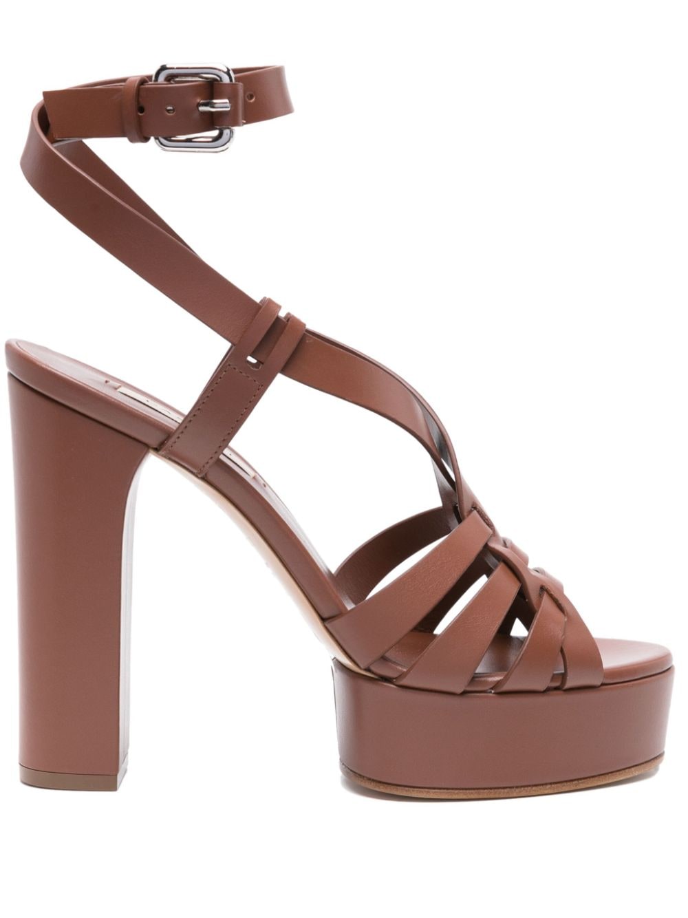 Casadei Betty 120mm Leather Sandals In Brown