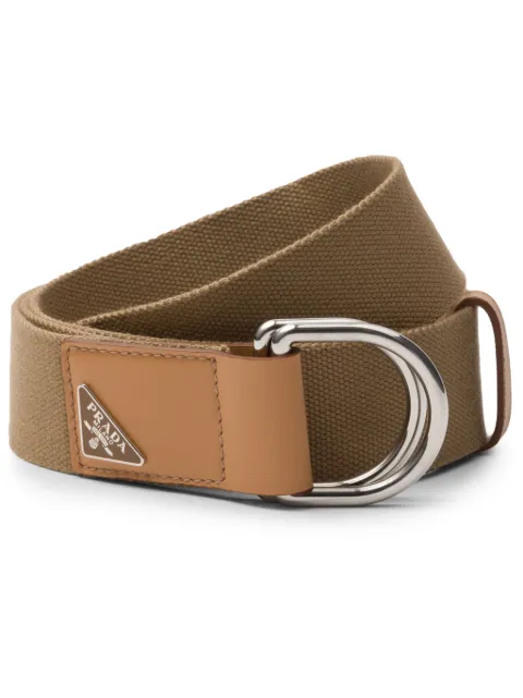 Prada cinturón con placa del logo y ribete de cuero